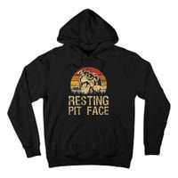 Vintage Pitbull Resting Pit Face  Funny Pitbull Lovers  Tall Hoodie