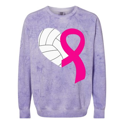 Volleyball Pink Ribbon Cool Breast Cancer Awareness Gifts Colorblast Crewneck Sweatshirt