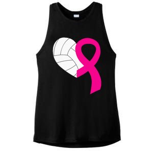 Volleyball Pink Ribbon Cool Breast Cancer Awareness Gifts Ladies PosiCharge Tri-Blend Wicking Tank