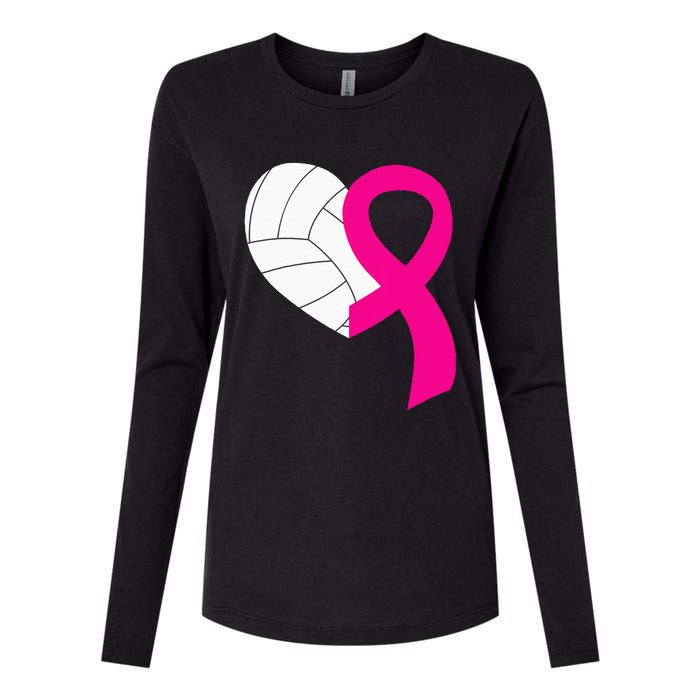 Volleyball Pink Ribbon Cool Breast Cancer Awareness Gifts Womens Cotton Relaxed Long Sleeve T-Shirt