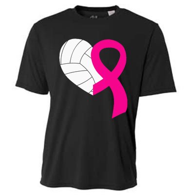 Volleyball Pink Ribbon Cool Breast Cancer Awareness Gifts Cooling Performance Crew T-Shirt