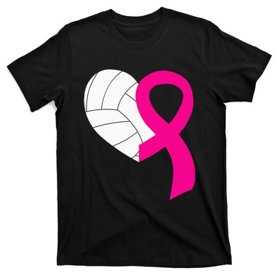 Volleyball Pink Ribbon Cool Breast Cancer Awareness Gifts T-Shirt