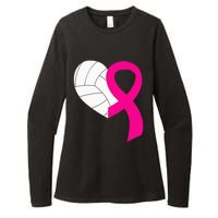 Volleyball Pink Ribbon Cool Breast Cancer Awareness Gifts Womens CVC Long Sleeve Shirt