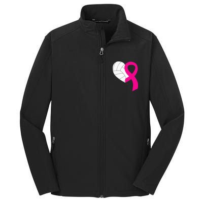 Volleyball Pink Ribbon Cool Breast Cancer Awareness Gifts Core Soft Shell Jacket