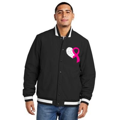 Volleyball Pink Ribbon Cool Breast Cancer Awareness Gifts Insulated Varsity Jacket