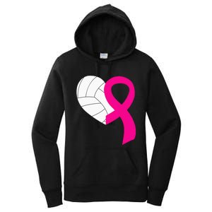 Volleyball Pink Ribbon Cool Breast Cancer Awareness Gifts Women's Pullover Hoodie