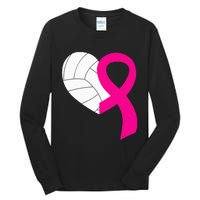 Volleyball Pink Ribbon Cool Breast Cancer Awareness Gifts Tall Long Sleeve T-Shirt