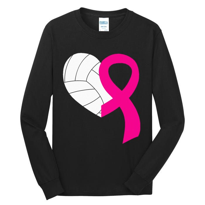 Volleyball Pink Ribbon Cool Breast Cancer Awareness Gifts Tall Long Sleeve T-Shirt