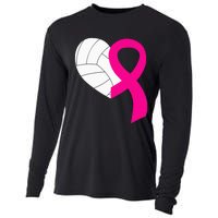 Volleyball Pink Ribbon Cool Breast Cancer Awareness Gifts Cooling Performance Long Sleeve Crew