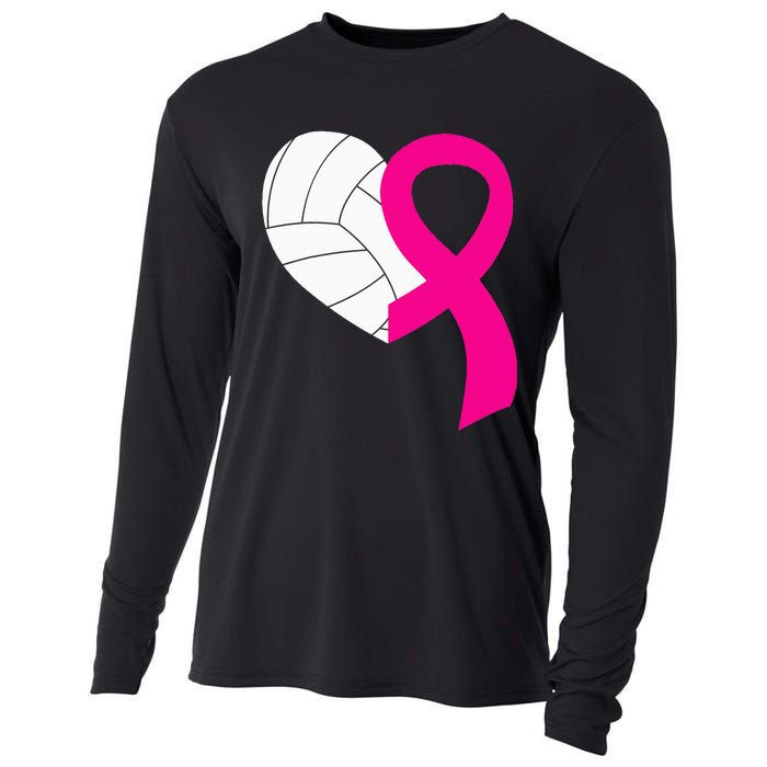 Volleyball Pink Ribbon Cool Breast Cancer Awareness Gifts Cooling Performance Long Sleeve Crew