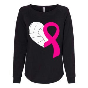 Volleyball Pink Ribbon Cool Breast Cancer Awareness Gifts Womens California Wash Sweatshirt