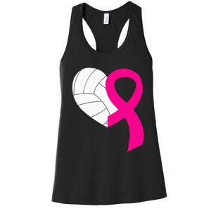 Volleyball Pink Ribbon Cool Breast Cancer Awareness Gifts Women's Racerback Tank