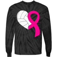 Volleyball Pink Ribbon Cool Breast Cancer Awareness Gifts Tie-Dye Long Sleeve Shirt