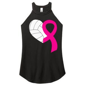 Volleyball Pink Ribbon Cool Breast Cancer Awareness Gifts Women's Perfect Tri Rocker Tank