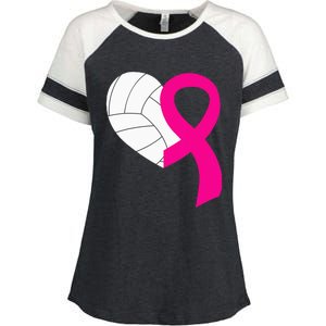 Volleyball Pink Ribbon Cool Breast Cancer Awareness Gifts Enza Ladies Jersey Colorblock Tee