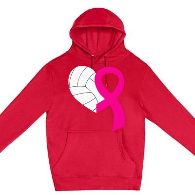 Volleyball Pink Ribbon Cool Breast Cancer Awareness Gifts Premium Pullover Hoodie