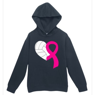 Volleyball Pink Ribbon Cool Breast Cancer Awareness Gifts Urban Pullover Hoodie