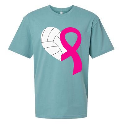 Volleyball Pink Ribbon Cool Breast Cancer Awareness Gifts Sueded Cloud Jersey T-Shirt