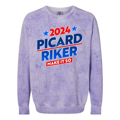 Vote Picard Riker Make It So 2024 Election Colorblast Crewneck Sweatshirt