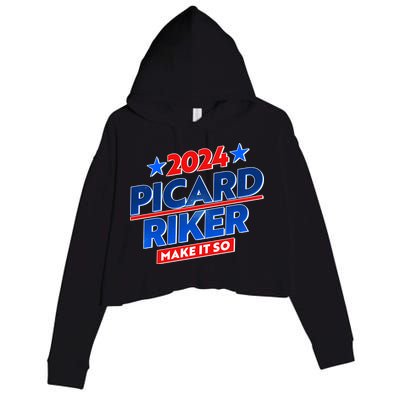 Vote Picard Riker Make It So 2024 Election Crop Fleece Hoodie