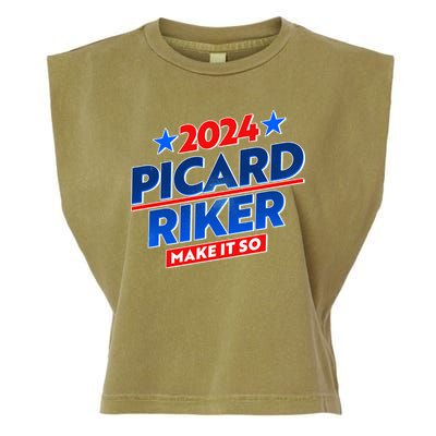 Vote Picard Riker Make It So 2024 Election Garment-Dyed Women's Muscle Tee