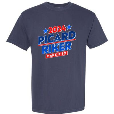 Vote Picard Riker Make It So 2024 Election Garment-Dyed Heavyweight T-Shirt