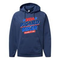 Vote Picard Riker Make It So 2024 Election Performance Fleece Hoodie