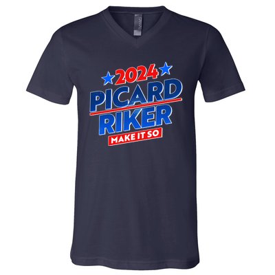 Vote Picard Riker Make It So 2024 Election V-Neck T-Shirt