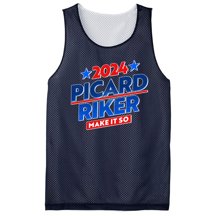 Vote Picard Riker Make It So 2024 Election Mesh Reversible Basketball Jersey Tank