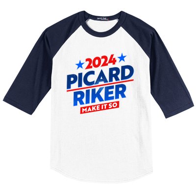 Vote Picard Riker Make It So 2024 Election Baseball Sleeve Shirt