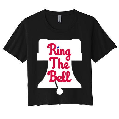 Vintage Philly Ring The Bell Philadelphia Baseball Christmas Women's Crop Top Tee