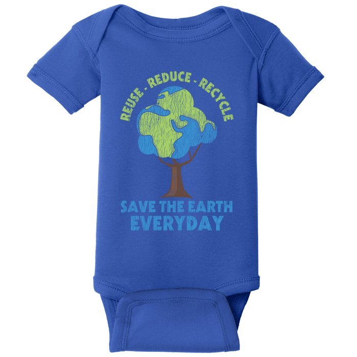 Vintage Planet Reuse Reduce Recycle Environtal Earth Day Meaningful Gift Baby Bodysuit