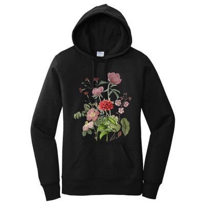 Vintage Peony Roses Garden Flowers Floral Plant Lady Mom Women's Pullover Hoodie