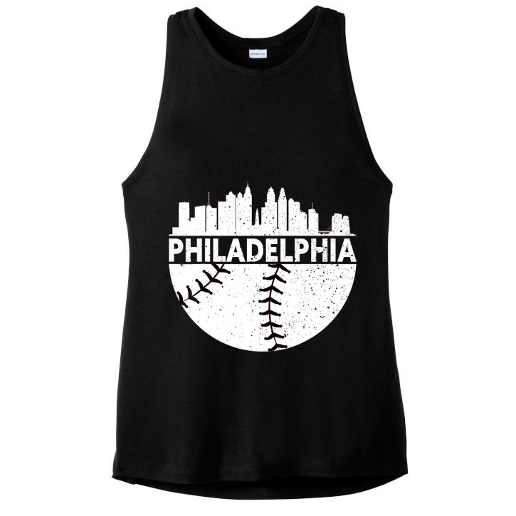 Vintage Philadelphia Skyline Baseball Retro Cityscap Ladies PosiCharge Tri-Blend Wicking Tank