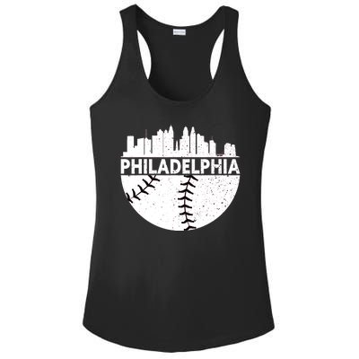 Vintage Philadelphia Skyline Baseball Retro Cityscap Ladies PosiCharge Competitor Racerback Tank