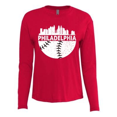 Vintage Philadelphia Skyline Baseball Retro Cityscap Womens Cotton Relaxed Long Sleeve T-Shirt