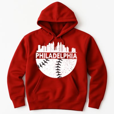Vintage Philadelphia Skyline Baseball Retro Cityscap Hoodie