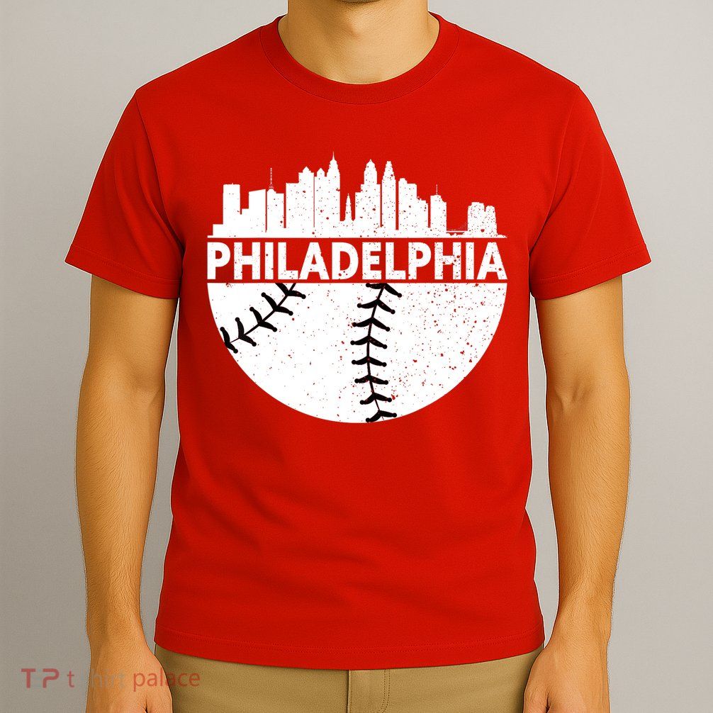 Vintage Philadelphia Skyline Baseball Retro Cityscap T-Shirt