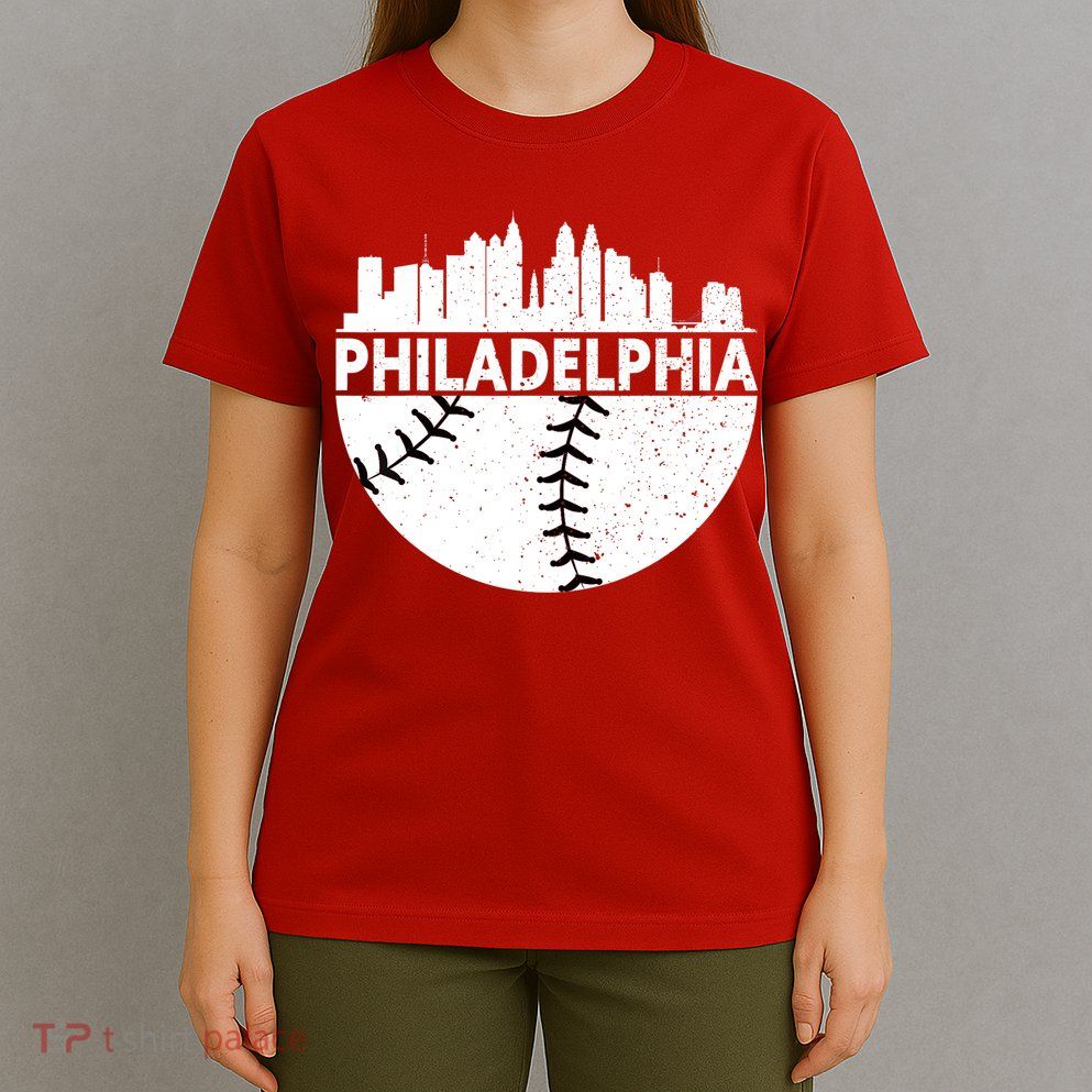 Vintage Philadelphia Skyline Baseball Retro Cityscap T-Shirt