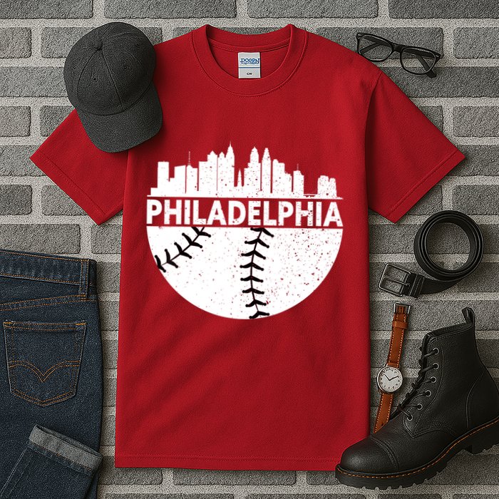 Vintage Philadelphia Skyline Baseball Retro Cityscap Tall T-Shirt