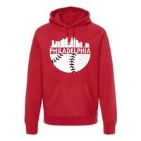 Vintage Philadelphia Skyline Baseball Retro Cityscap Premium Hoodie