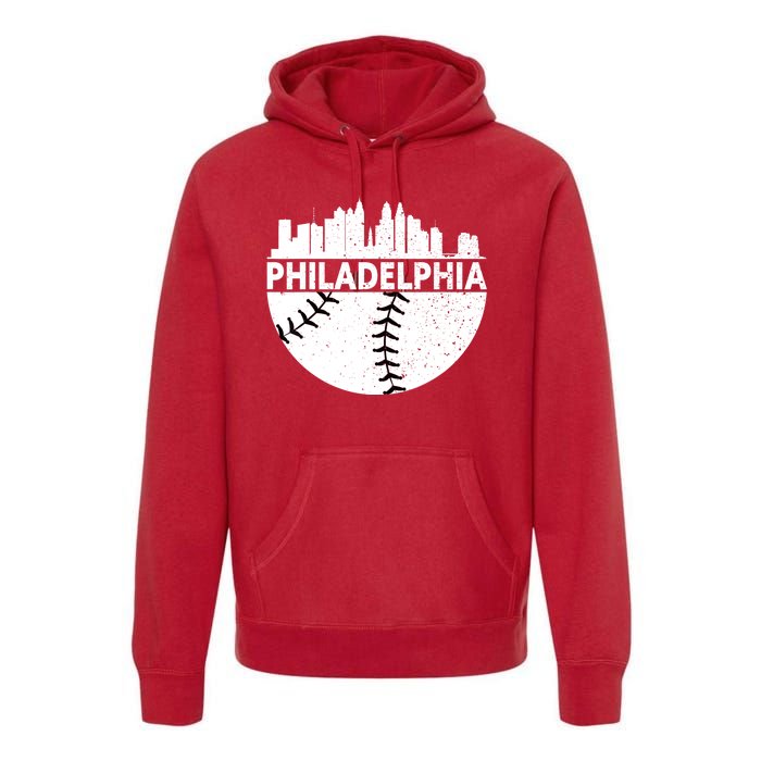 Vintage Philadelphia Skyline Baseball Retro Cityscap Premium Hoodie