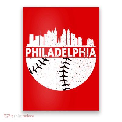 Vintage Philadelphia Skyline Baseball Retro Cityscap Poster