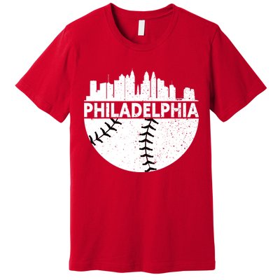 Vintage Philadelphia Skyline Baseball Retro Cityscap Premium T-Shirt