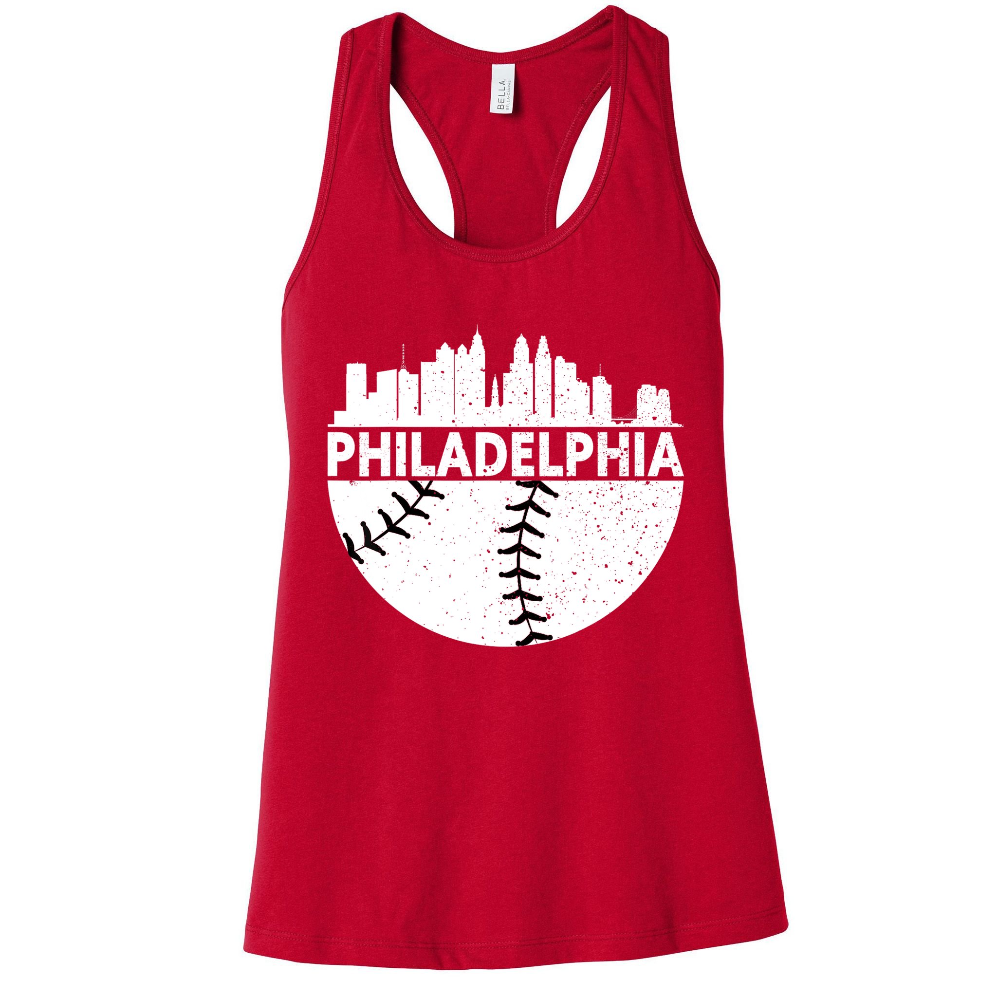 Vintage Philadelphia Skyline Baseball Retro Cityscap Womens Tank Top