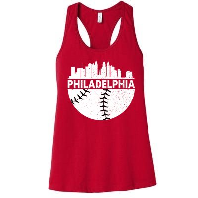 Vintage Philadelphia Skyline Baseball Retro Cityscap Women's Racerback Tank