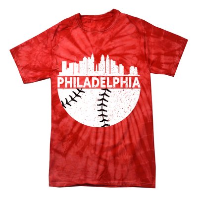 Vintage Philadelphia Skyline Baseball Retro Cityscap Tie-Dye T-Shirt
