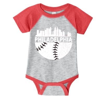 Vintage Philadelphia Skyline Baseball Retro Cityscap Infant Baby Jersey Bodysuit
