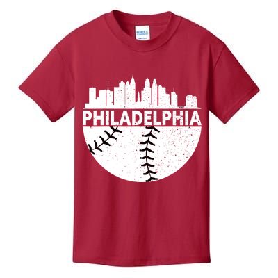 Vintage Philadelphia Skyline Baseball Retro Cityscap Kids T-Shirt