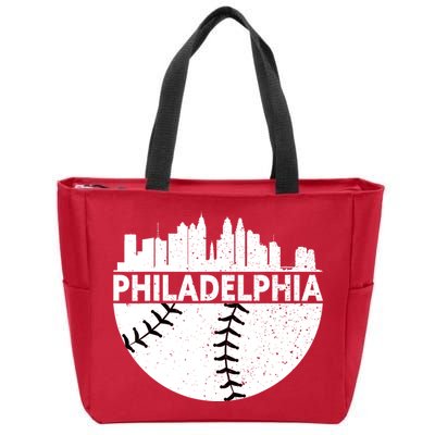 Vintage Philadelphia Skyline Baseball Retro Cityscap Zip Tote Bag
